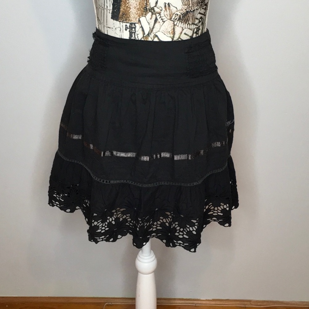 Billabong Black Skirt With Flower Lace Trim